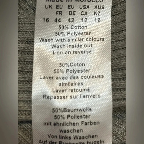 PRETTY LITTLE THING Khaki Marl Rib Round Neck Long Sleeve Crop Top Size 12 - Picture 11 of 11